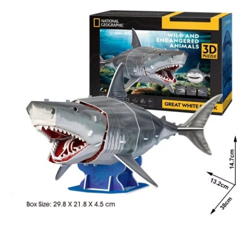 Gran Tiburón Blanco Puzzle 3d Cubicfun Natgeo