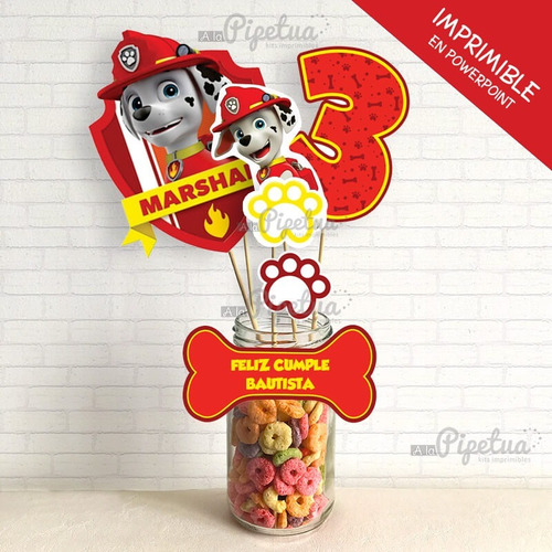 Pinchos Imprimibles Para Centro De Mesa Marshall Paw Patrol