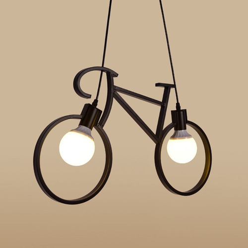 Luminária de teto em forma de bicicleta de ferro
