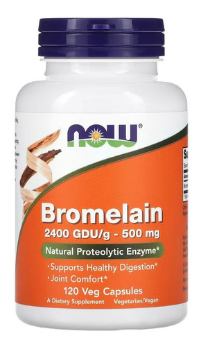 Now Foods, Bromelina, 500 Mg, 120 Cápsulas Vegetales Sabor Sin Sabor