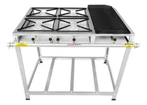 Comprar Fogão Industrial Inox Alta Pressão 4 Bocas Chapa Caulim