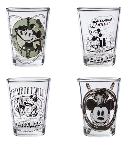 Juego De 4 Mini Vasos 1.5 Onzas Silver Buffalo Disney 100 St