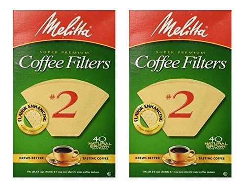 Melitta 612412 # 2 Natural Brown Cone Coffee Filters 40