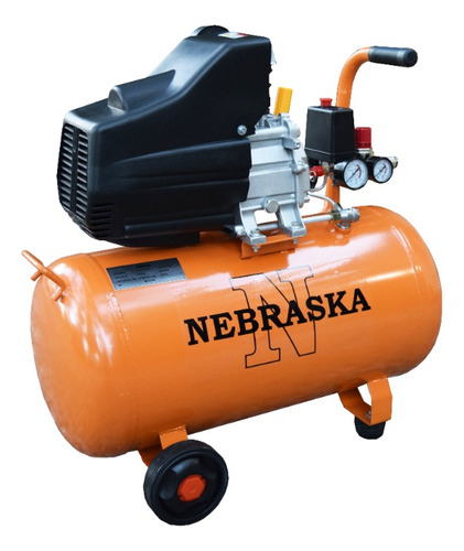 Compresor De Aire Nebraska 50l 1500w 2hp 115psi 8bar Color Naranja/negro Frecuencia 50 Mhz