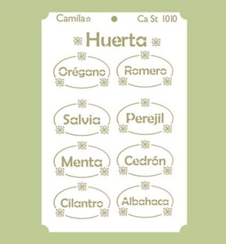 Plantilla Stencil St1010 Etiqueta Aromaticas Camila