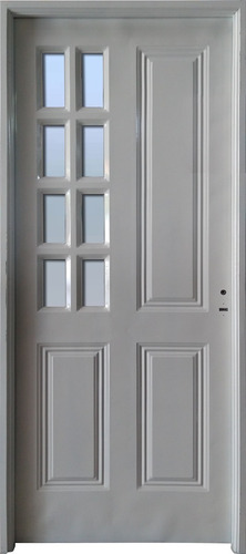 Imagen 1 de 6 de Puerta Exterior Chapa Simple 80 Con Postigo 1/4 Vidrio