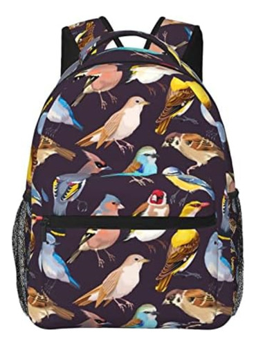 Qurdtt Mochila Con Patrón Pájaros Divertidos, Mochila Gran Y