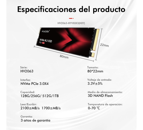 Portátil De Estado Sólido Huadisk M.2 Pcie 3.0 256 Gb Ssd Nv