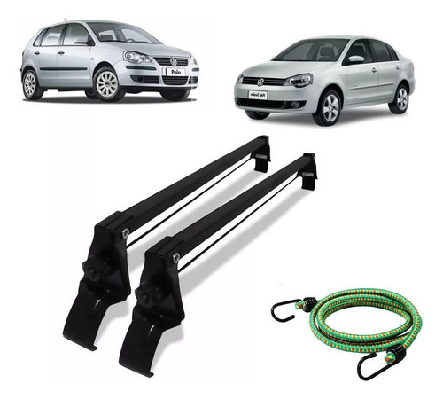Rack Teto + 2 Elasticos Polo Sedan 4 Portas 2005 A 2012