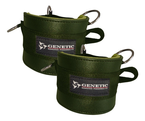 2 Tobilleras Glúteos Triple Agarre Verde Militar Genetic