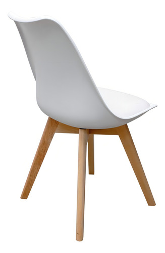 Mesa redonda moderna Croswood Eames + 4 cadeiras Capri brancas