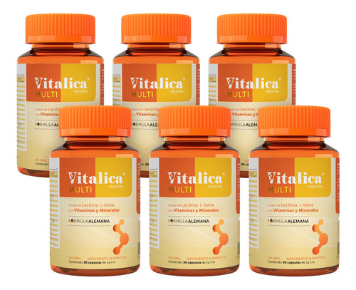 Vitalica® Suplemento Alimenticio 30 Cápsulas (6 Piezas) Sabor Sin Sabor