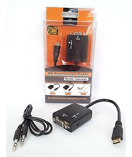 Cable Convertidor Mini Hdmi Macho A Vga Hembra + Audio 3.5mm