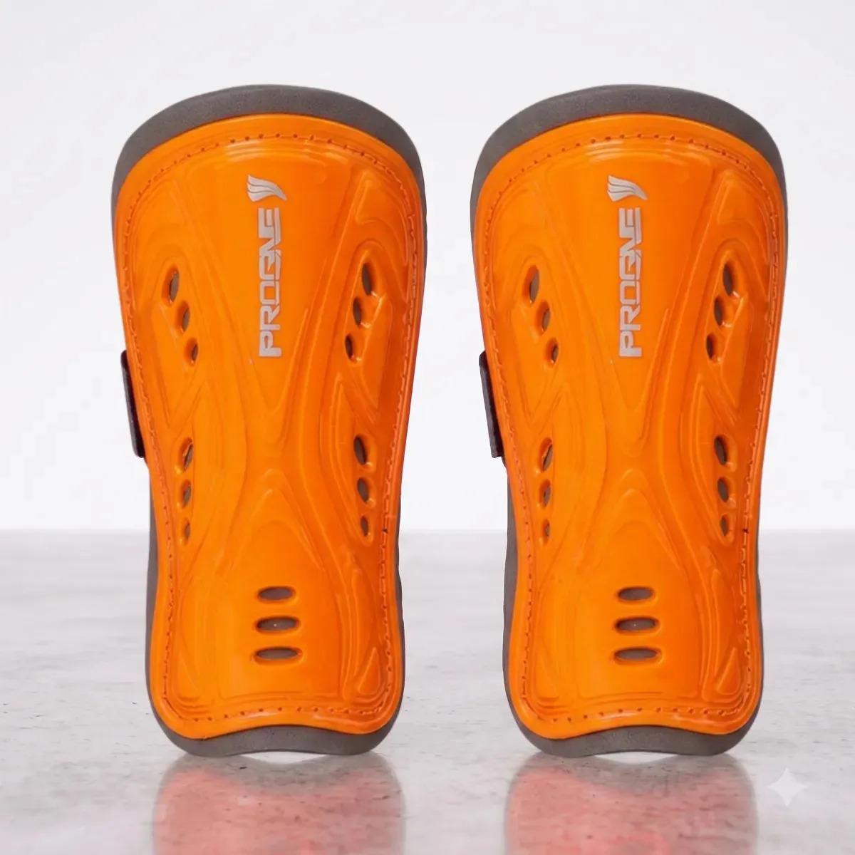 Caneleira Infantil (7-12 Anos) S/ Tornozeleira Progne Sports - Futebol Futsal Society - Cor Laranja Fluor Tamanho Un