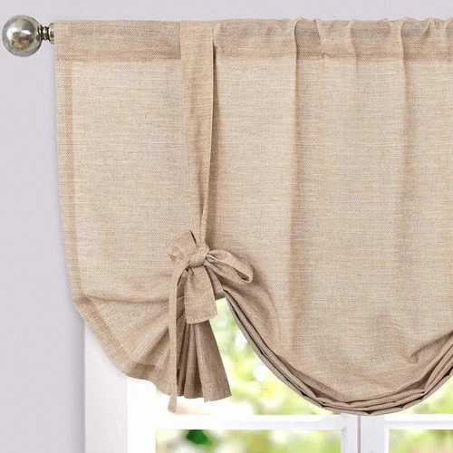 Tie Up Valance For Kitchen Room Linen Textured Adjustab...