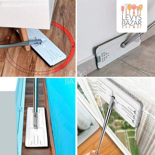 Imagen 5 de 7 de Trapeador Balde Escurridor 2 Mopas Paños Plana Limpieza 360