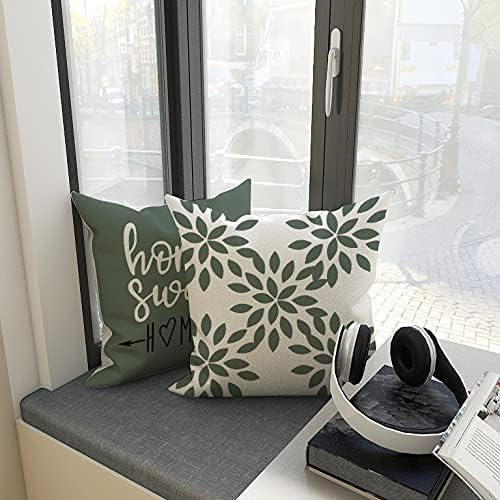 4Pcs Fundas De Cojín De 45x45cm, Funda de Almohada De Sofá Moderno Geométricas,Impresión De Doble Cara,Color Verde