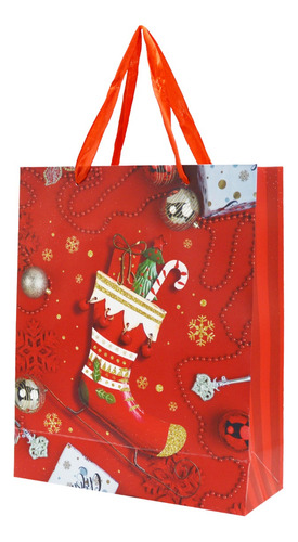 Bolsa De Regalo Plegable Sorpresa Diseño Navidad M 26x32cm