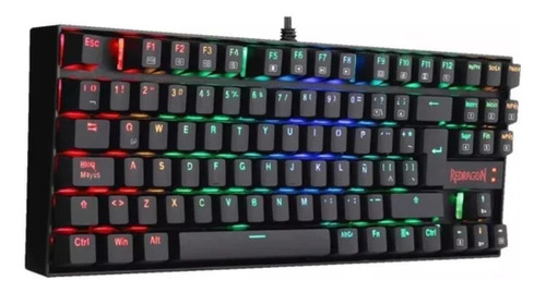 Kit de teclado y mouse gamer Redragon K552RGB-BA Portugués Brasil de color negro