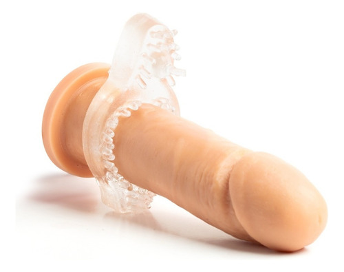 Anillo de goma para el pene con estimulador sin vibraciones, color transparente