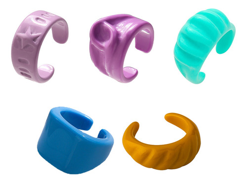 Trendy Rings Para Mujer, Multicolor, Para Uñas, 5 Unidades