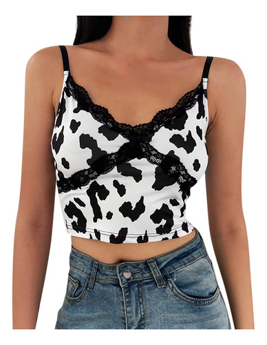 Camisetas Sin Mangas Con Cuello En V De Encaje Para Mujer, C
