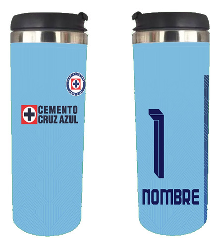 Termo De 500ml Equipos Cruzazul Persoalizado Nombre Y Numero