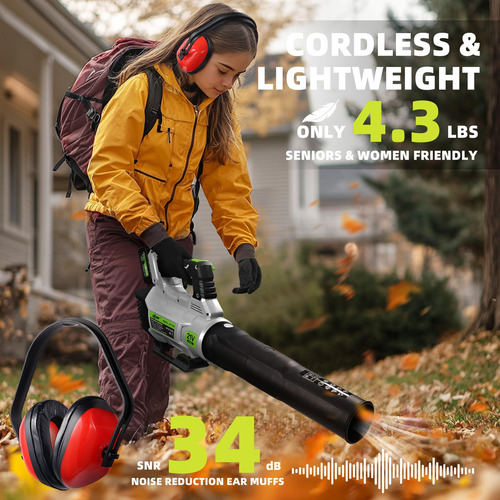 Leaf Blower Decerk Elétrico Sem Fio De 21 V Com 2 Baterias D