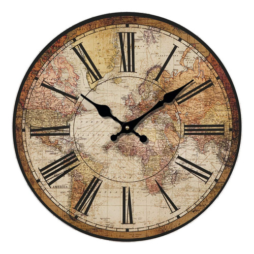 Reloj De Pared Retro, Brújula Del Mundo Vintage, Mapa, Amant