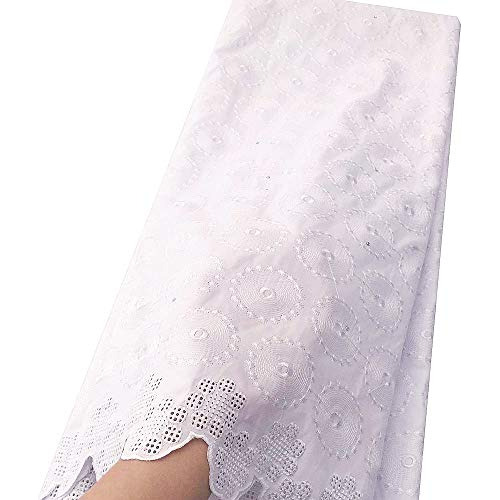 Cotton African Lace Fabric 5 Yards Swiss Voile White La...