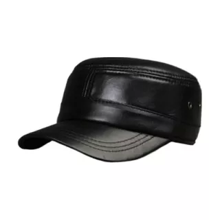 Gorra De Cuero Genuina Estilo Motociclista Diamond Plate