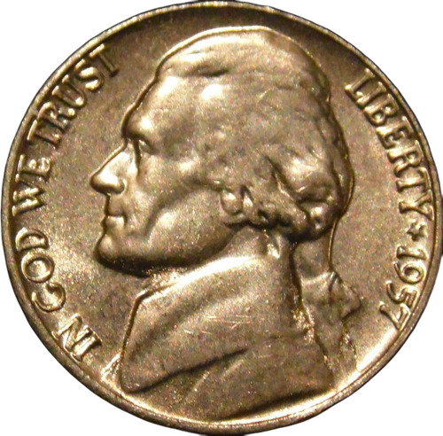 Moeda 5 Cents Jefferson Nickel 1957 Letra P Flor De Cunho