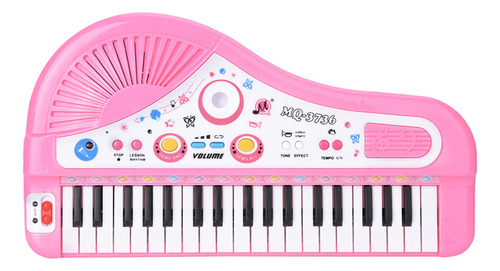 Teclado Piano Infantil 37 Teclas Musical Con Micrófono Rosa