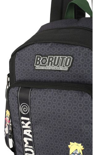 Mochila Escolar Menino Bolsa Naruto Boruto Next Generations Cor Preto