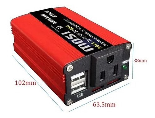 Inversor De Corriente Para Auto 150w Doble Usb 12v A 110v