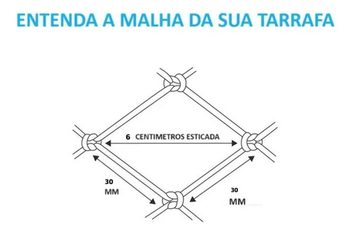 Tarrafa C/ Corrente Iscas Vivas Malha 6 Ou 6cm 20m Comp Branco