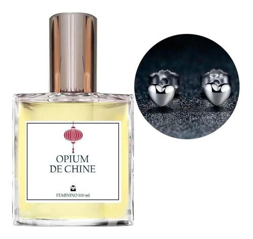 Perfume Feminino Opium De Chine + Brinco Prata Coração