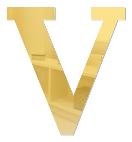 Letra Em Acrílico Espelhado Dourado - V