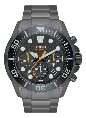 Relógio Orient Masculino Solartech Diver Aço 300m Myssc016 Cor Da Correia Grafite Cor Do Bisel Preto Cor Do Fundo Grafite