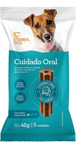 Petisco Papaya Pets Cuidado Oral Cães Adultos P. Pequeno 45g