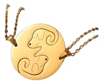 Comprar Set Collares Yin Yang Perritos Acero Para Compartir Dorado