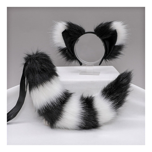 2024 Diadema Con Orejas De Gato De Peluche, Cola Grande,