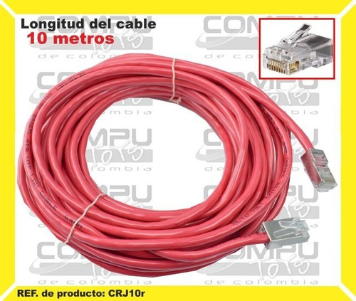 Cable Utp Rj45 Metal Cat.5 10m Ref: Crj10r Computoys Sas