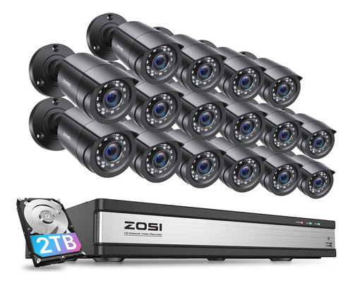 Zosi H.265+ 1080p Sistema De Camara De Seguridad De 16 Canal