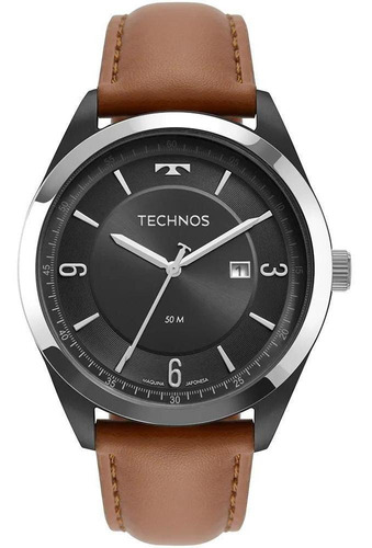 Relógio Technos Masculino Steel Bicolor 2117lbp/5c Cor da correia Marrom Cor do bisel Grafite Cor do fundo Preto