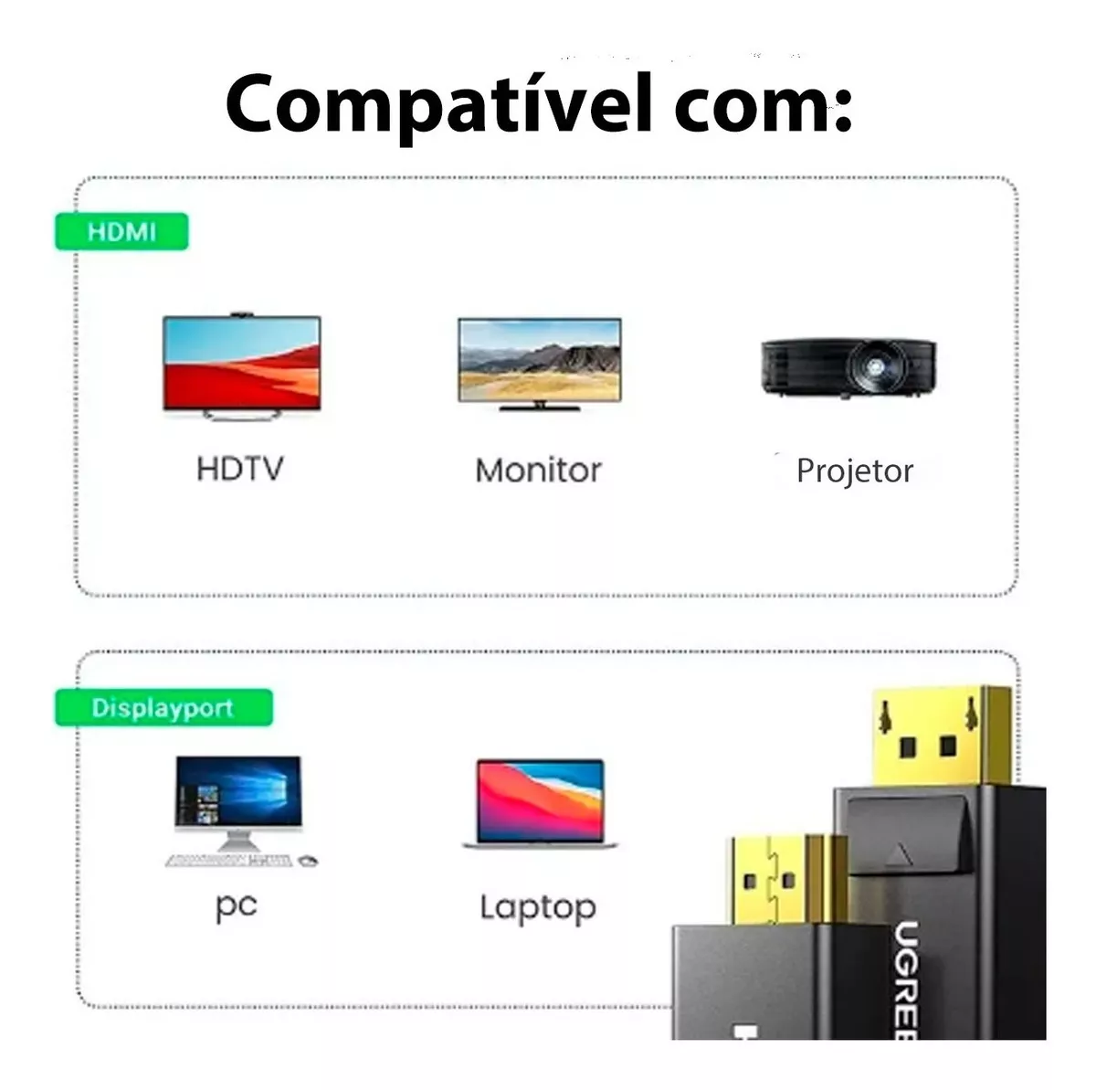 Primera imagen para búsqueda de hdmi a displayport