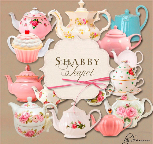 Kit De Imágenes Digitales Shabby Tea Party Teteras