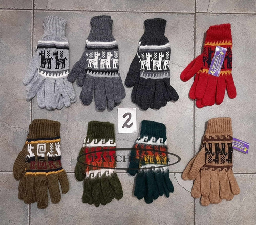 Imagen 3 de 5 de Guantes Lana Alpaca Con Dedos, Colores, Adultos, Unisex.