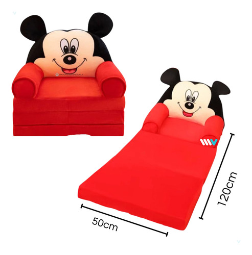 Sofa Cama Mickey Peluche Para Niños Colchoneta Guarderia 