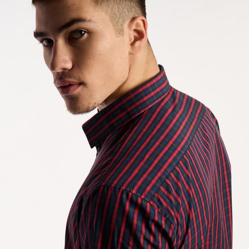Camisa Hombre Kevingston York Escocesa Poplin Rojo-azul